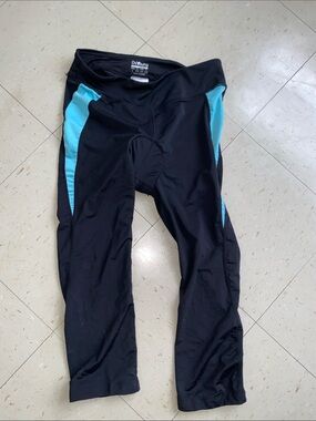 DAYoung  Black  teal padded Cycling Tights Womens Large